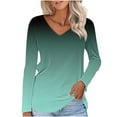 thumbnail image 2 of Antinious Plus Size Tops for Women Trendy Womens Long Sleeve V Neck Solid Casual Blouse,Fall Winter Savings!Sweatshirt for Women,Going Out Tops for Women,Mint Green,XXL, 2 of 5