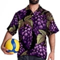 thumbnail image 4 of Grape Men's Casual Printed Button Down Short Sleeve Spread Collar Beach Shirts for Summer, Unisex, 4 of 6