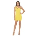 thumbnail image 3 of Women's One Shoulder Mini Cocktail Dress, Sleeveless Bodycon Sexy Going Out Party, Trendy Spring Summer 2024(Yellow Small Size), 3 of 6