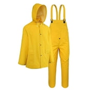 West Chester .35 mm PVC Polyester 3pc Rainsuit, Water Resistant, Yellow, Large, 44035-LCCW9