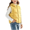 thumbnail image 2 of vokkrv Kids Sleeveless Zip Up Hooded Vest Jacket, Waistcoat Warm Outerwear, Windproof Casual Layering Coat for Boys Girls Winter Outdoor Yellow 11-12 Years, 2 of 7