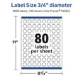 thumbnail image 4 of Avery TrueBlock Matte White Round Labels with Sure Feed, 0.75" Diameter, 8,000 Matte White Labels, Print-to-The-Edge, Laser/Inkjet Printable Labels, G, 4 of 7