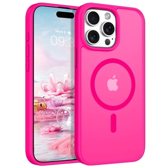 for iPhone 15 Pro Max Case Super Magnetic [Compatible with MagSafe] TPU Protective Translucent Matte Smooth, phone case for iPhone 15 Pro Max,Hot Pink