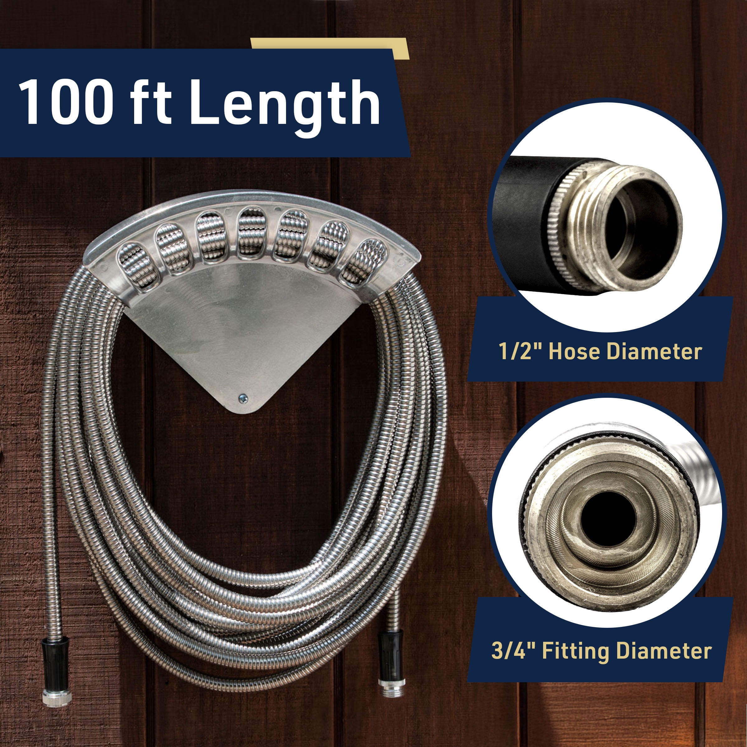 Kings County Tools Stainless Steel Hose - Kink Proof 100 Foot Garden Hose