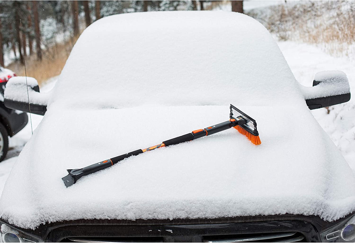  Snow MOOver 46 Extendable Snow Brush with Detachable Ice  Scraper for Car, Extra Wide 18 Squeegee & Bristle Head Broom, Size:  Truck, Car, & SUV
