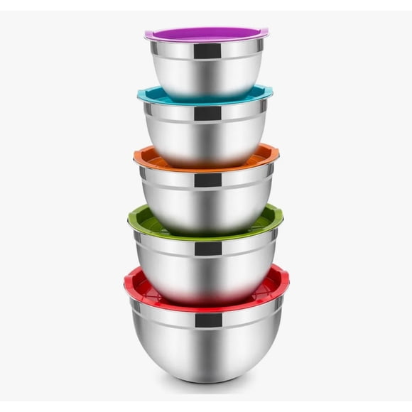 Juego Bowls Acero Inoxidable Ensaladera Mezclar Cocina Multicolor