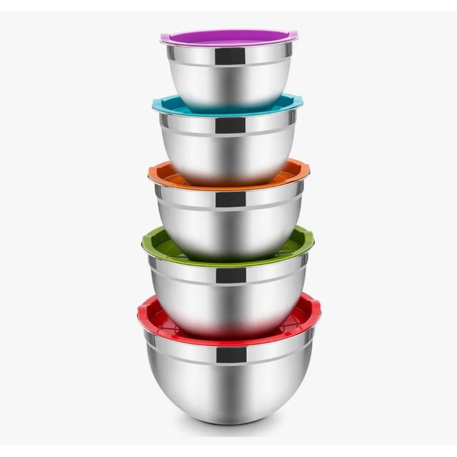 Juego Bowls Acero Inoxidable Ensaladera Mezclar Cocina Multicolor
