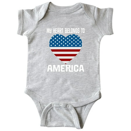 

Inktastic USA Patriotic My Heart Belongs to America Gift Baby Boy or Baby Girl Bodysuit