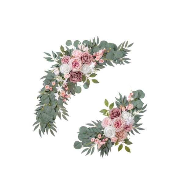 2x Arco de boda con flores, letrero de bienvenida, decoración de esquina, flores artificiales para aniversario