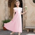 thumbnail image 2 of CPNG Girls' Soft Floor-Length Chiffon Dress – Ruffled Flutter Sleeves, Pleated Bodice & Cinched Waist for Flower Girl, Wedding Guest & Formal Special Occasions, 2 of 8