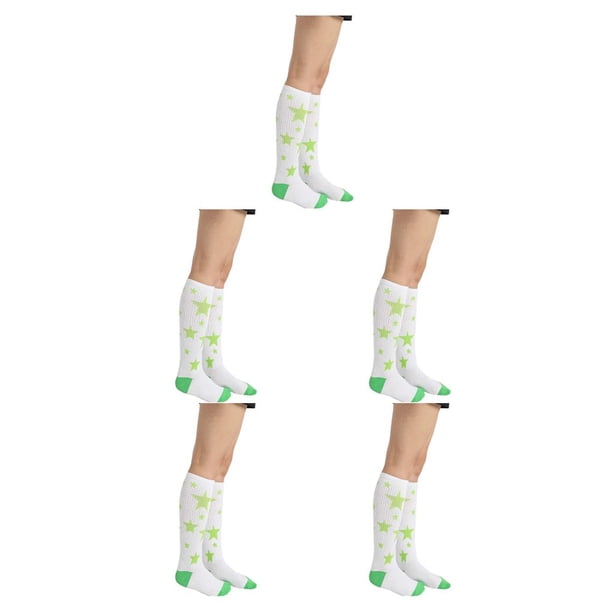 Qarigey 1 par de calcetines a rayas hasta la rodilla con arcoíris, medias elásticas, estrella de cinco puntas Type2 NO2 Qarigey CBP288688