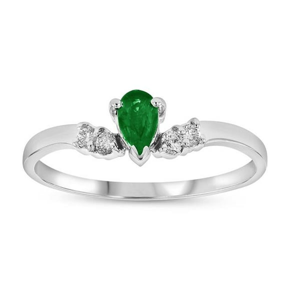 0.33 CTW Diamant & Bague Émeraude&44; Or 14 Carats - Taille 5