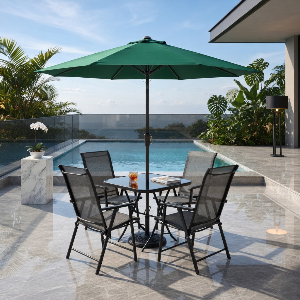 Hommoo 4-Pack Foldable Outdoor Patio Chairs, Steel Frame & Textilene Seat, Lightweight Camping Chairs for Backyard, Deck, Picnic, and Tailgating, Gray