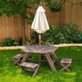 thumbnail image 3 of Octagon Table, Stools & Umbrella Set - Bear Brown & Beige, 3 of 7