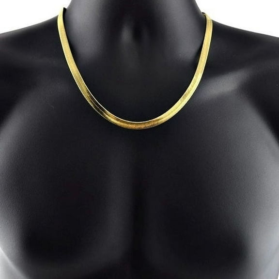 14K Gold Filled 4mm Solid Herringbone Flat Necklace 20"