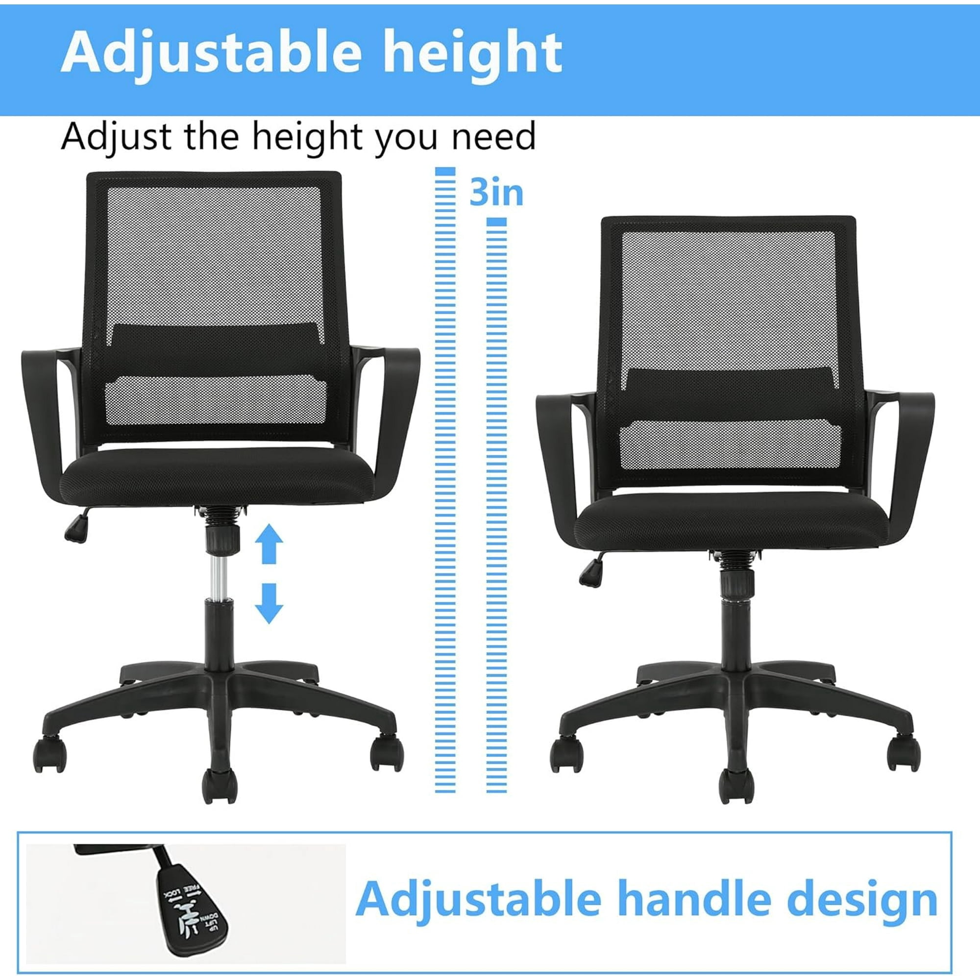 BestOffice Ergonomic Office Chair, Lumbar Support, Swivel Rolling for Men, Women(Black)