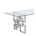 thumbnail image 3 of Rectangular Clear Glass 7pc Dining Set with Silver Stainless Steel Base, 3 of 7