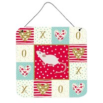 White Domestic Mouse Love Wall or Door Hanging Prints Red