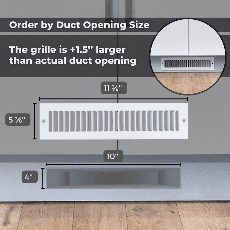 Vent Cover Kitchen Toe Kick Heater Toe Kick Under Cabinet Vents Toe Ductor,  Pre-Assembled Wall Vent