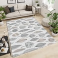 thumbnail image 2 of Cartoon Plant Leaves Area Rugs, Gray and White Simple Lines Modern Anti-Slip Apartment Carpet, Large Area Rug Soft and Comfortable Soft Feel Apply to Living Room Bedroom 5x6ft, 2 of 6