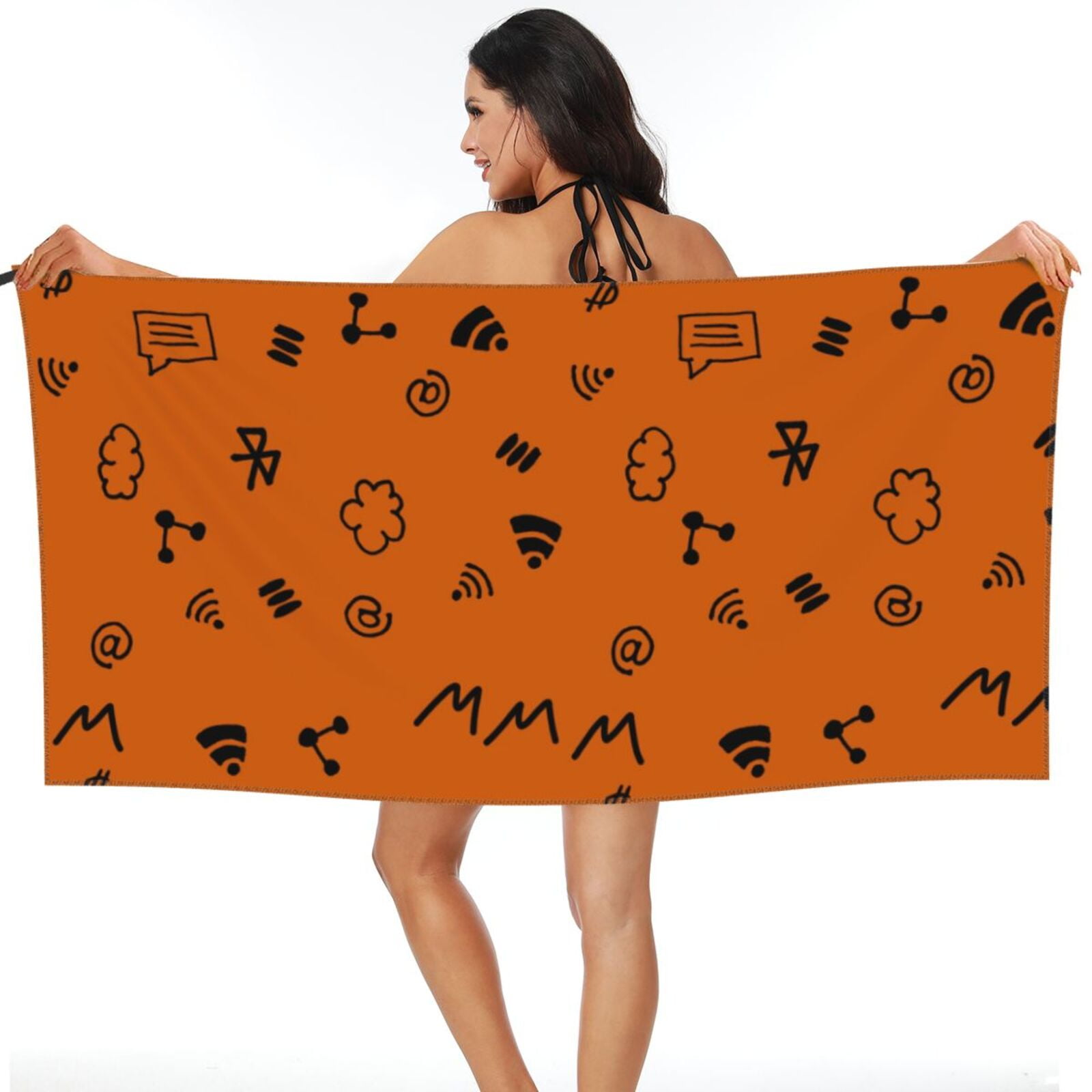 ZNDUO Bath Towel, Web Graffiti Print Pattern Oversized Quick Dry Bath