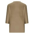 thumbnail image 5 of FNFYFH Liquidation Hauts d'Automne pour Femmes Tunique Unie Blouse Col Rond Manches 3/4 Hauts d'Été, 5 of 5