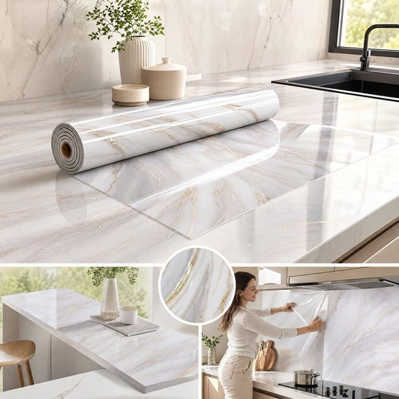 Black and Gold Marble Contact Paper for Kitchen, Waterproof Marble Countertop Peel and Stick Glossy Black Granite Wallpaper for Table Desk Bathroom Office Furniture Cabinets, 7 × 2 Ft
