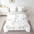 thumbnail image 2 of jejeloiu Cartoon Bow Tie 7-Piece Bedding Comforter Set,Kawaii Bowknot Print King Bedding Sets,Gray Lovely Bowtie Bed Sheets For Girls Kids,Microfiber Bedroom Decor Reversible, 2 of 8