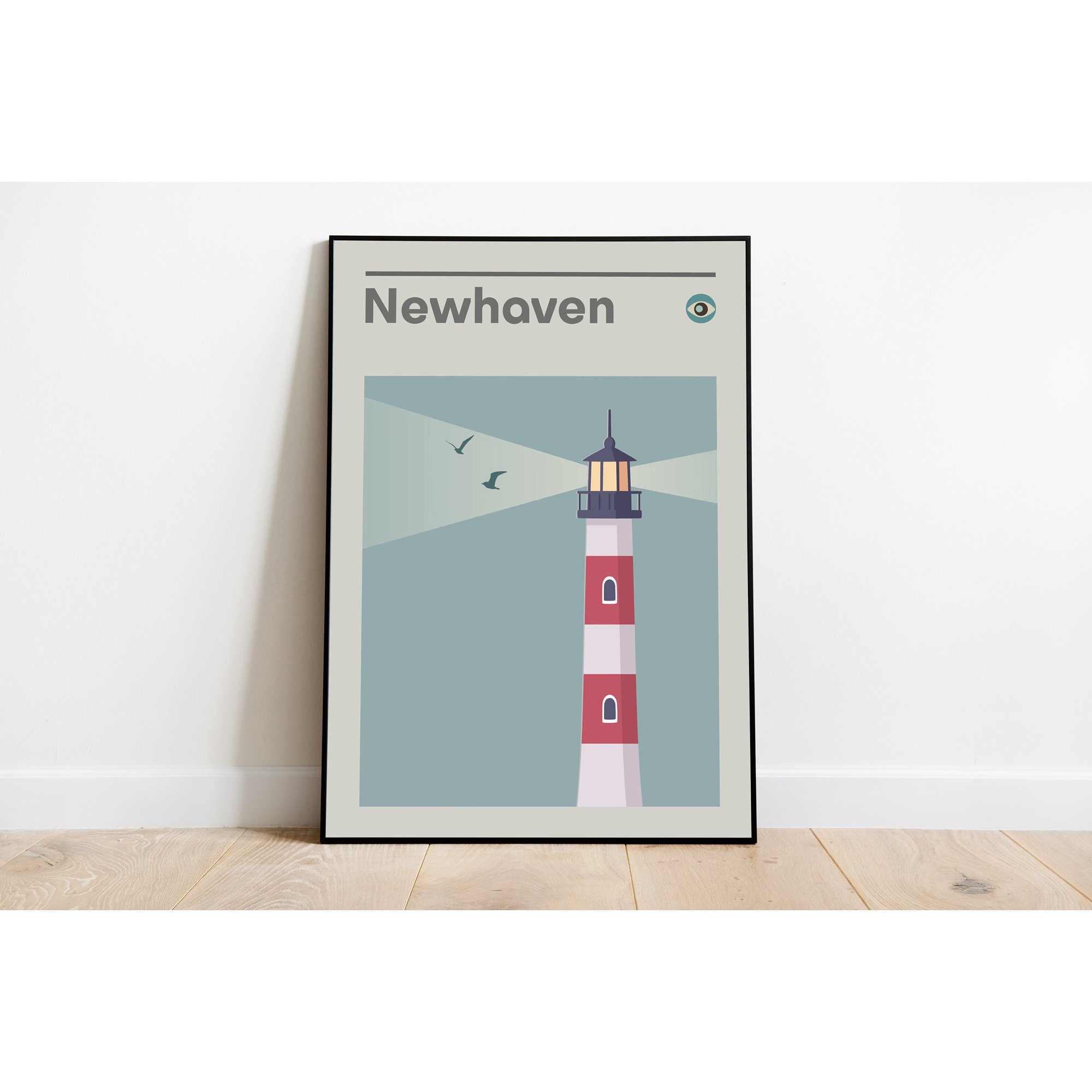 Newhaven Lighthouse Edinburgh Print, Mid Century Retro Travel Poster , Poster Print Only