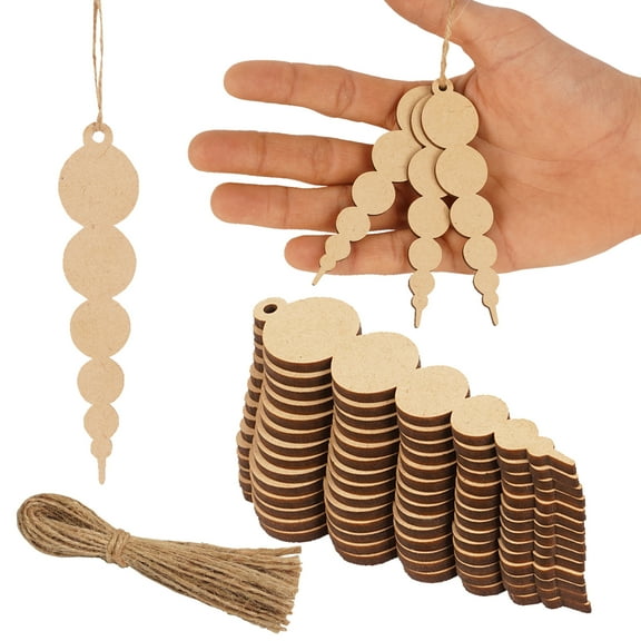 Inkdotpot 40pcs Unfinished Wooden Ornament with Holes 3.5" Predrilled Natural Wood Slices for Crafts Wooden DIY Christmas Ornaments Hanging Jute Ropes Included