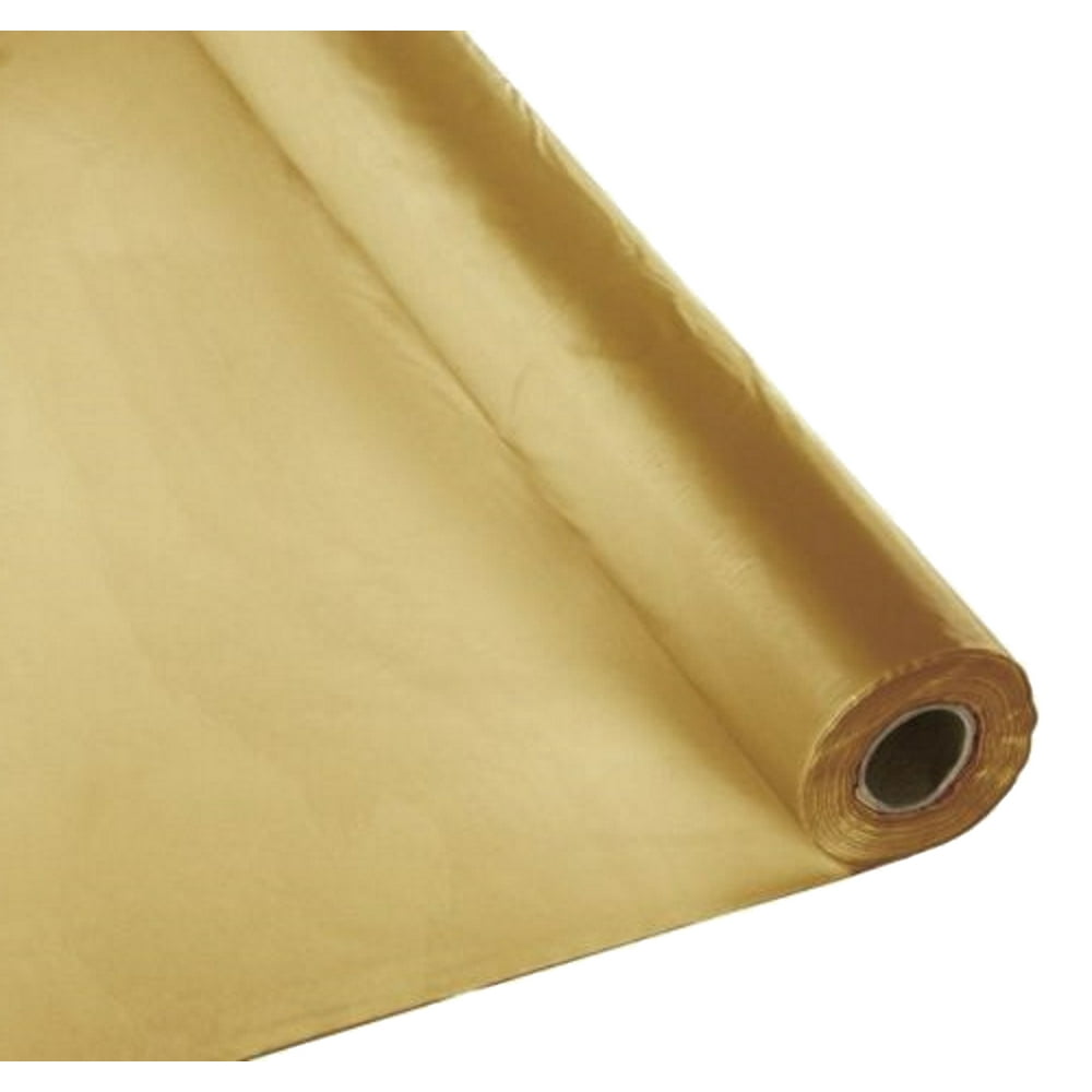 40" X 300 Ft Economy Banquet Roll Plastic Table Cloth Metallic Gold