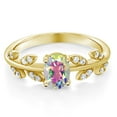 thumbnail image 3 of Gem Stone King 18K Yellow Gold Plated Silver Mercury Mist Mystic Topaz Greek Olive Vine Branch Engagement Ring (1.21 Ct Oval 7X5MM, Gemstone Birthstone, Available in Size 5, 6, 7, 8, 9), 3 of 7