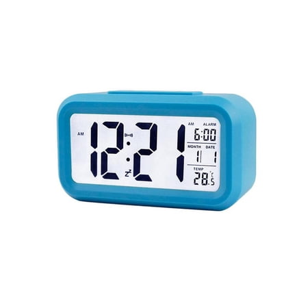 LED Digital Electronic Alarm Clock With Calendar And Thermometer Blue,Digital Alarm Clock Backlight Snooze Mute Calendar Desktop Electronic Bcaklight Table Clocks Desktop Clock