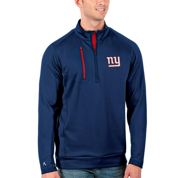 Men's Antigua Royal/Red New York Giants Generation Quarter-Zip Pullover Jacket