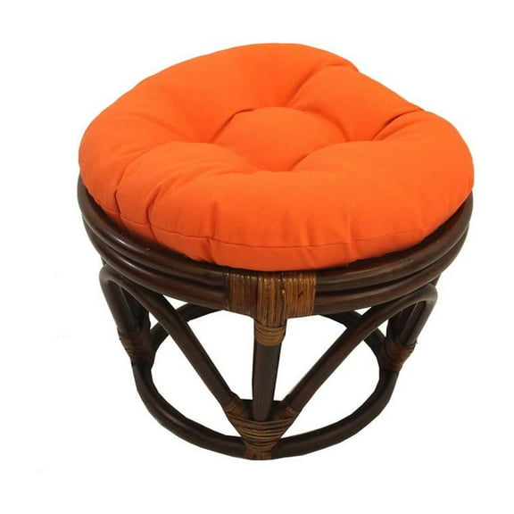 International Caravan Rattan Footstool with Twill Cushion