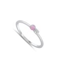 thumbnail image 4 of CHOOSE YOUR COLOR White CZ Pink Simulated Opal Double Round Ring .925 Sterling Silver Band Female Size 6, 4 of 4