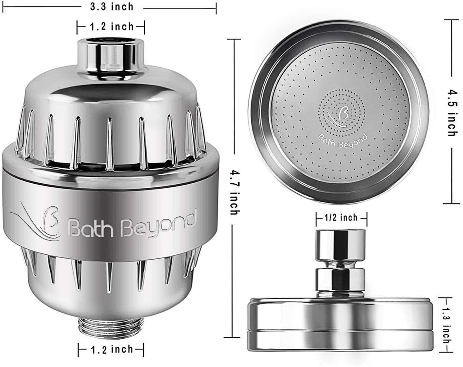 Kepooman Bathroom High Output Water Shower Head Filter Set with Cartridge, White Kepooman Bathroom High Output Water Shower Head Filter Set with Cartridge, White