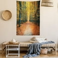 thumbnail image 2 of Forest Tapestry, Romantic Autumn Alley in The Woods Foliage Scenics Park Forest Image, Wall Hanging for Bedroom Living Room Dorm Decor, 60W X 80L Inches, Yellow Orange Slate Blue, by Ambesonne, 2 of 5