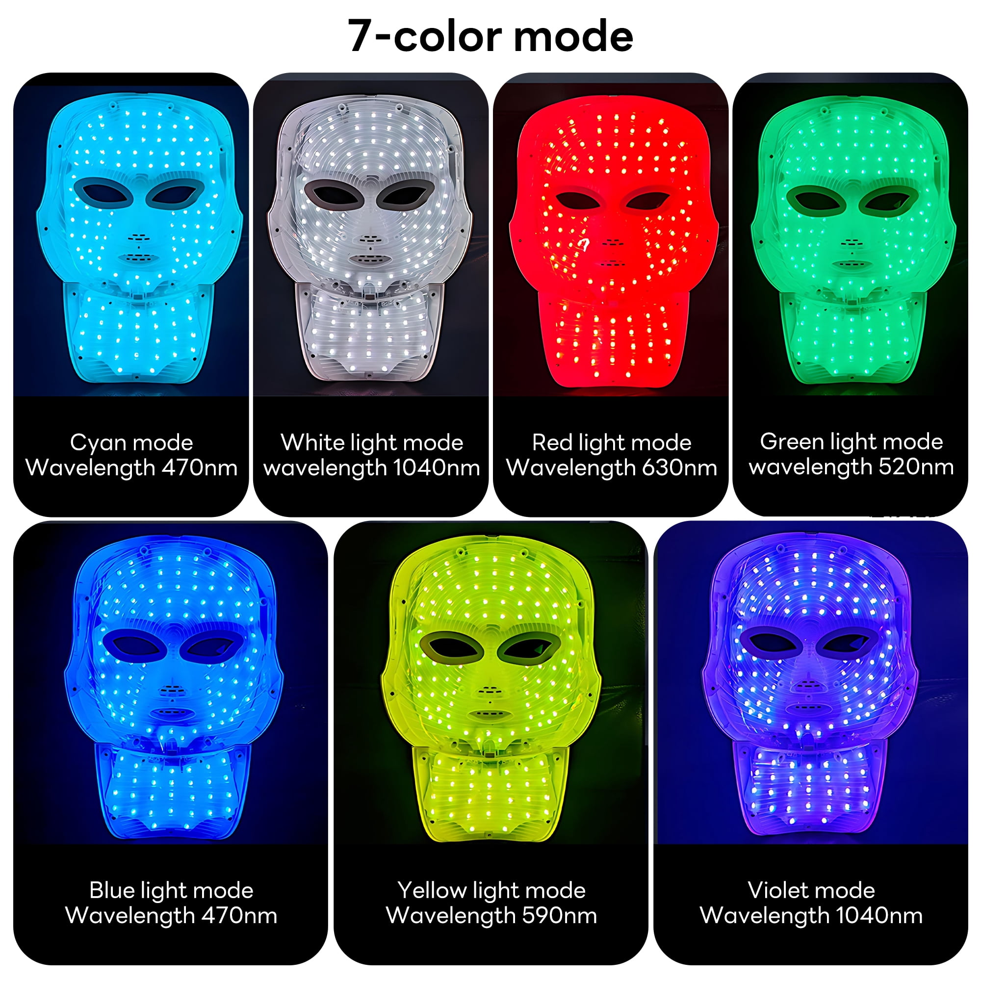 INSMART 7-Color LED Face & Neck Mask, Cordless Rechargeable Light Therapy Skincare Device for Daily Beauty Care