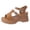 Brown, variant on Rokment Womens Platform Wedge Dressy Sandals 2026 Fashionable Casual Leather Buckles Chunky High Heels Ankle Strap Gladiator Summer Dress Shoes for Ladies Beige Size 6.5