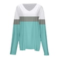 thumbnail image 5 of Color Block Long Sleeve Shirts for Women 2026 Spring Fall Casual Relaxed Fit V Neck Shirt Pullover Blouse, 5 of 6