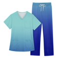 thumbnail image 5 of MLQIDK Scrub Sets for Woman Plus Size Medical Scrubs Stretchy V-Neck Scrub Pants and Tops Scrub Sets Nursing Scrubs with Pockets Blue XXL, 5 of 6