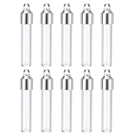 Uxcell 10 pcs Name on Rice Glass Vial Pendant 6mm Widths Transparent Wishing Bottles for Necklace DIY Pendant Craft