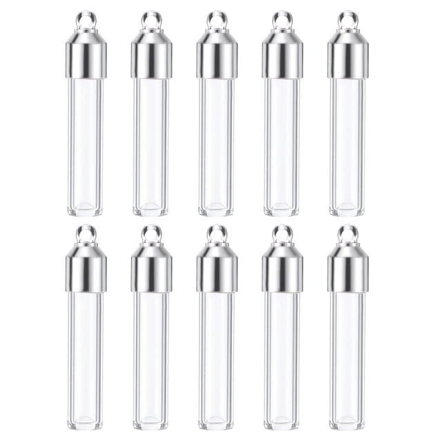 Uxcell 10 pcs Nombre en arroz frasco de vidrio colgante 6mm de ancho botellas transparentes para collar manualidades de colgante