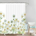 thumbnail image 3 of Spring Floral Fabric Shower Curtain, Daisy Flowers White Yellow Bathroom Shower Curtain Sets, Plants Bathtub Waterproof Curtains Decor with Hooks, 72 x 72in, 3 of 4