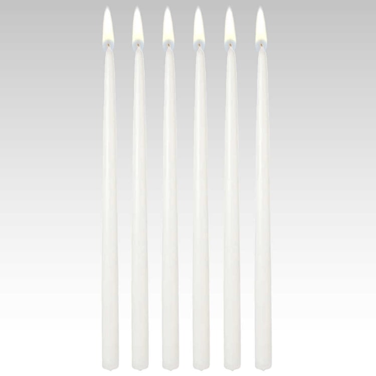 15" White Taper Candles (1 Dozen)