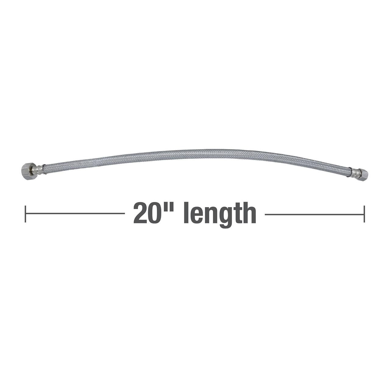 (2 pack) Mainstays 20 inch Stainless Steel Faucet Supply Line Hose, 1-Pack, New (59831)