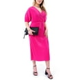 thumbnail image 3 of Nine.Eight Women’s and Women's Plus Faux Wrap Plisse Midi Dress, Sizes XS-4X, 3 of 3