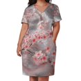 thumbnail image 2 of Vestido de satén blanco con textura y flores de cerezo para mujer vestidos de baile holgados con bolsillos vestidos de verano, 2 of 6