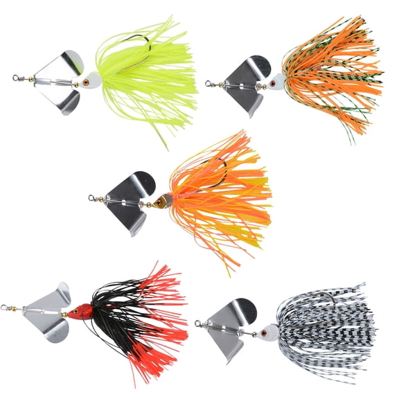 5Pcs Topwater Fishing Lures Bass Fishing Lures Spinner Baits Hard Soft Buzzbait Lures for Freshwater and Saltwater